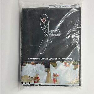 Joyfull Black Folding Chair Covers with Bows- set of 4, look of cloth